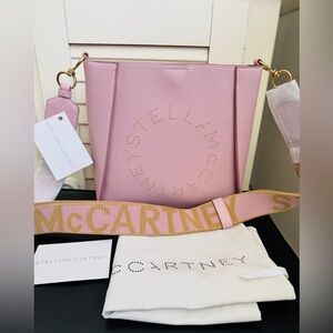 NWT【Stella McCartney】Studded Logo Grainy Crossbody Bag in Pale Mauve